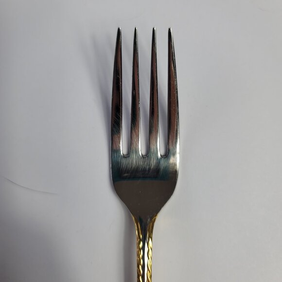 Yamazaki Tasha Dinner Fork Stainless Gold Trim 7 1/2 Silverware Flatware - Picture 2 of 13